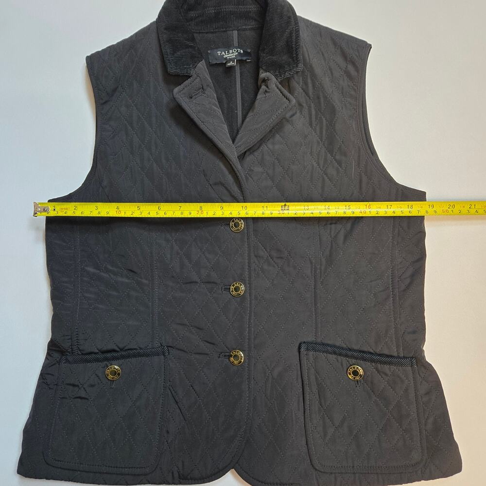 Talbots Quilted Vest Women Small Petite Corduroy Collar Button Up Layering - Picture 9 of 10